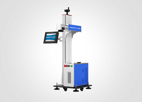 50w 100w kim loại nhựa sợi laser đánh dấu trực tuyến bay với không khí làm mát